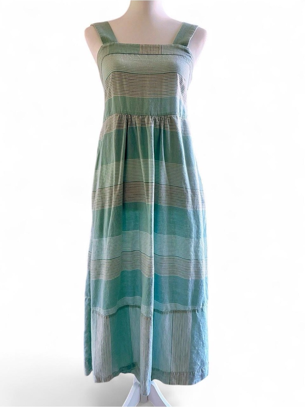 Patagonia Garden Island Hemp Tencel Dress Daintree Dam Blue Stripe XS